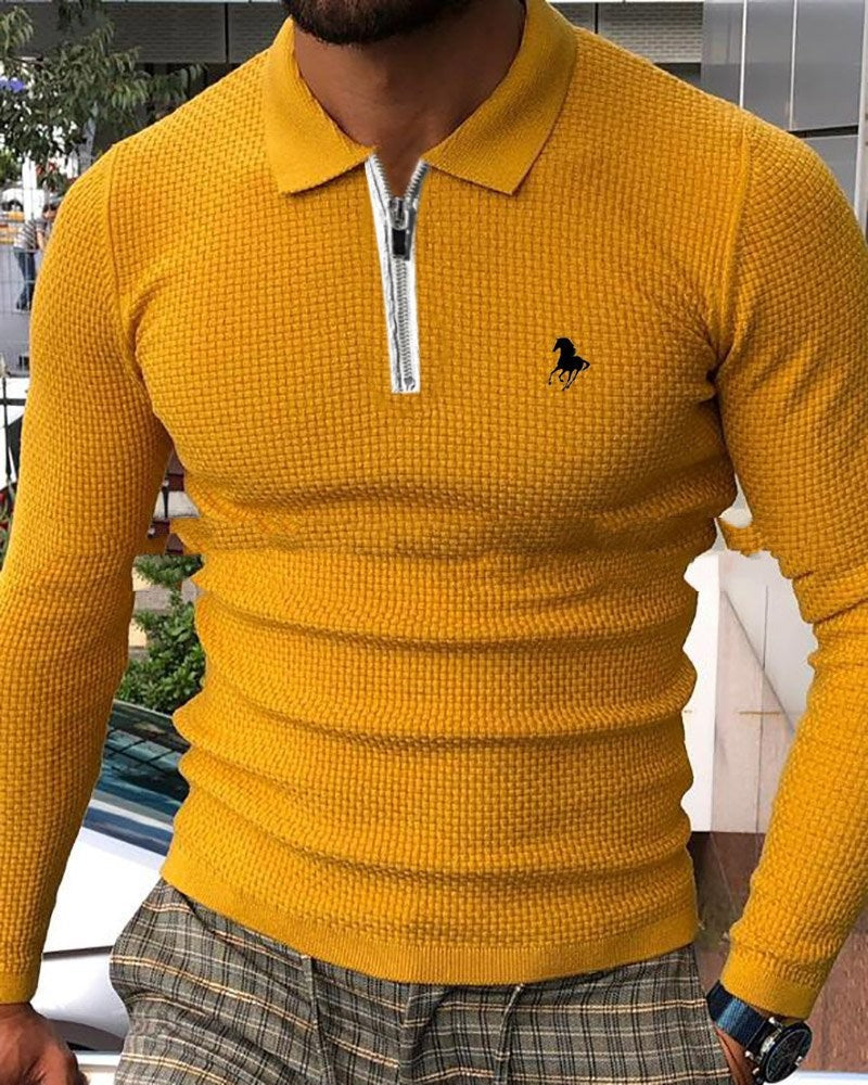 Maglione casual con risvolto e stampa digitale per uomo