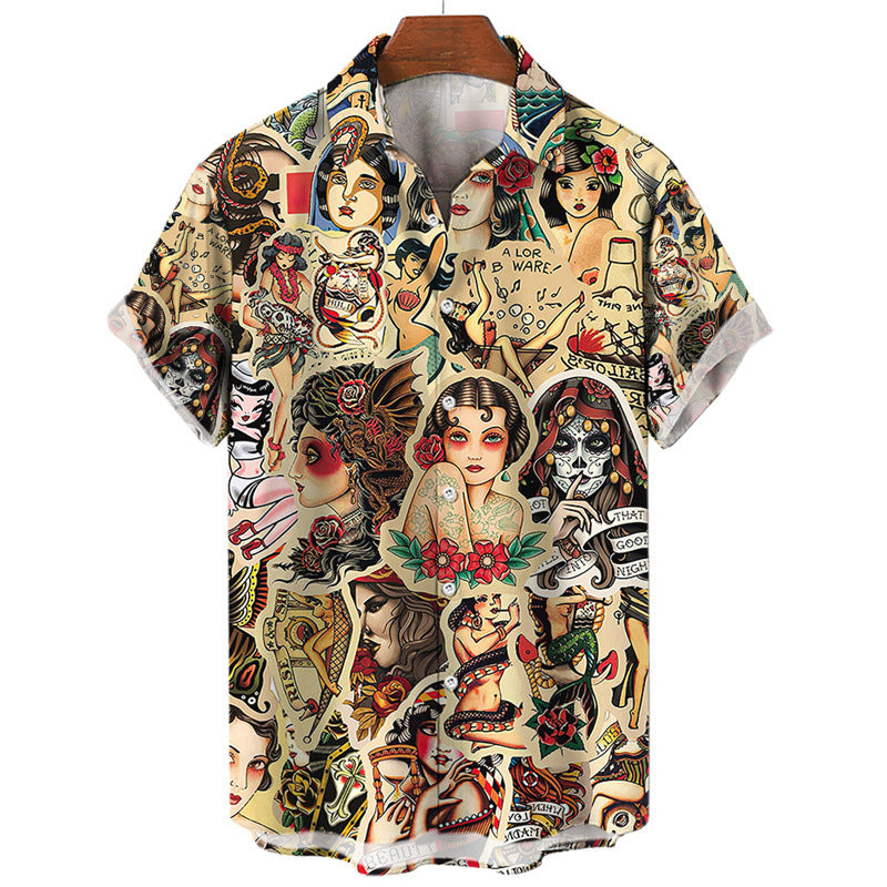 Men's Printing Hawaii Short Sleeve Polo Collar shirt