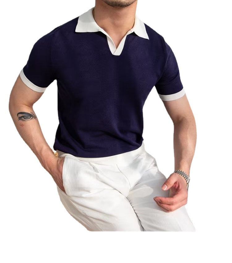 Men's Japanese Solid Color Short-sleeved Polo Shirt