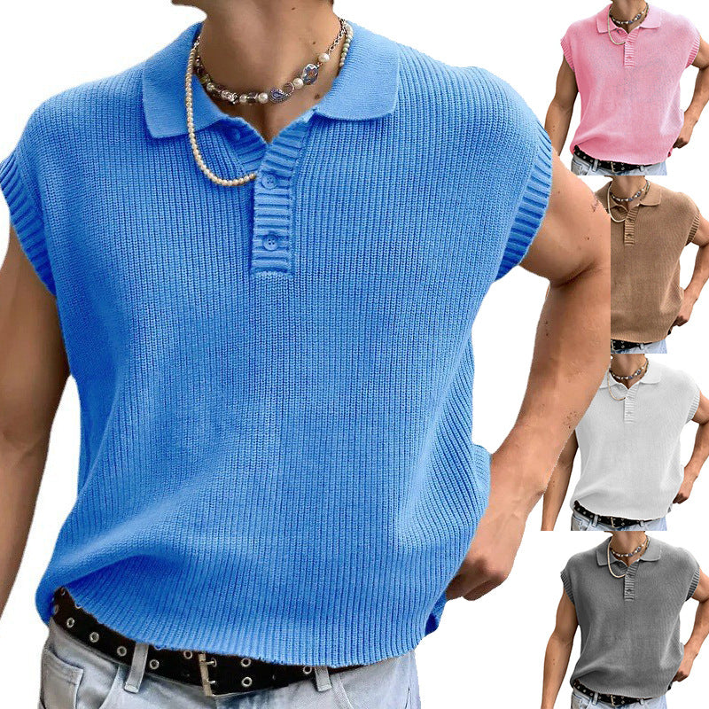 Jersey de manga corta con solapa tipo polo para hombre