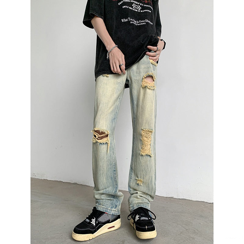 Distressed Ripped Straight Pants for men & women