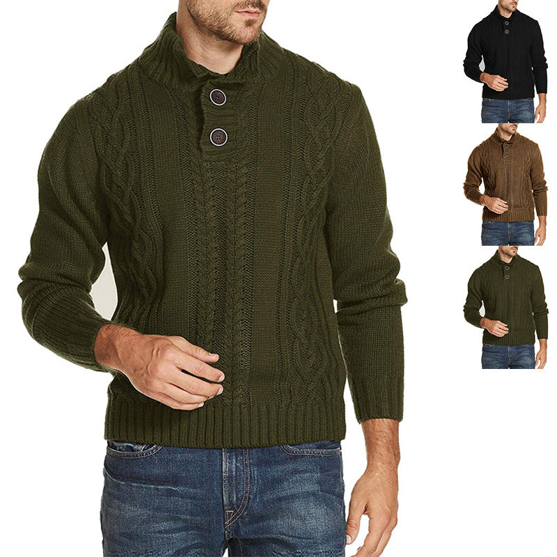 Men's Solid Color Long-sleeved Sweater