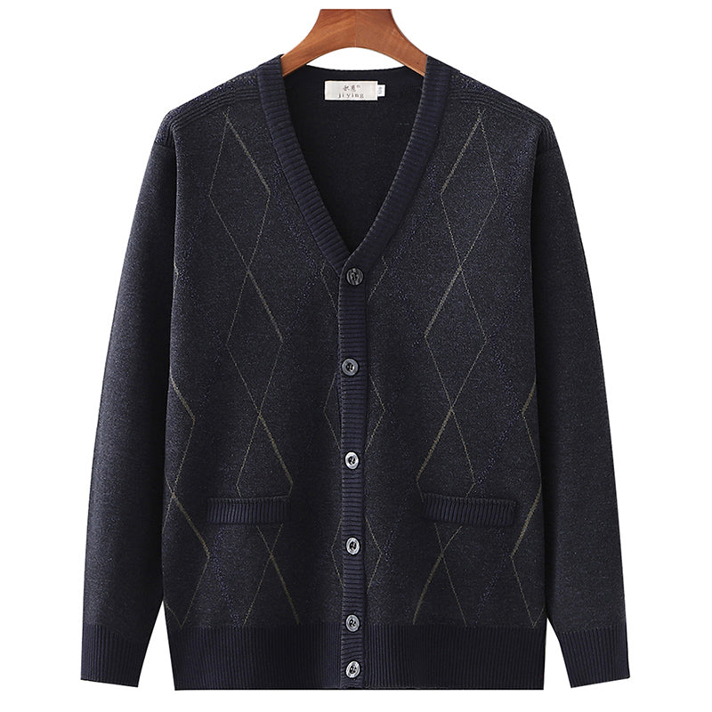 Maglione cardigan in lana di mezza età