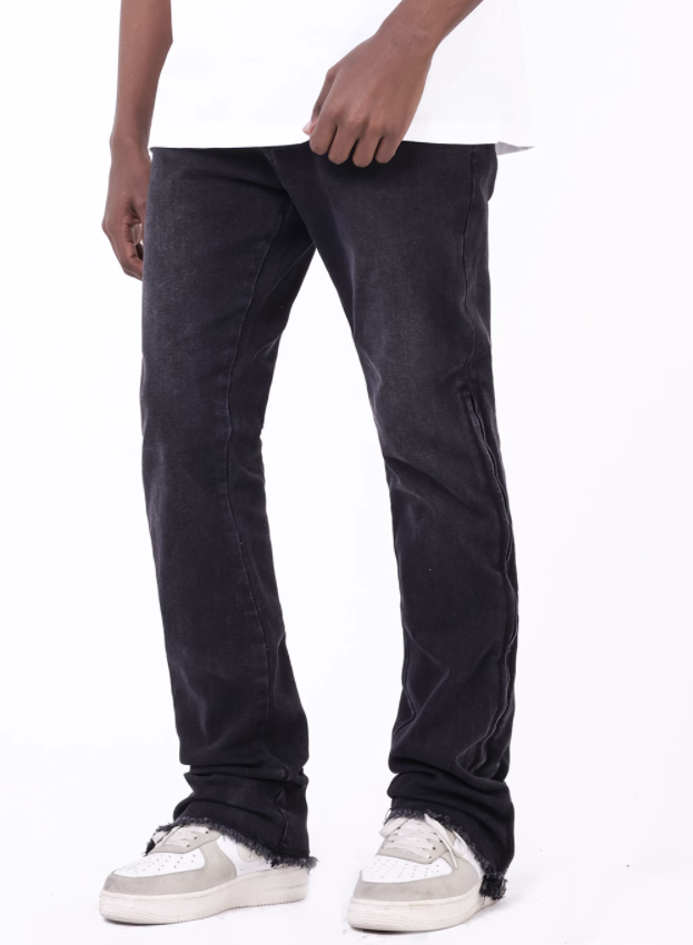 Casual Denim Mid Waist Elastic Trousers for men