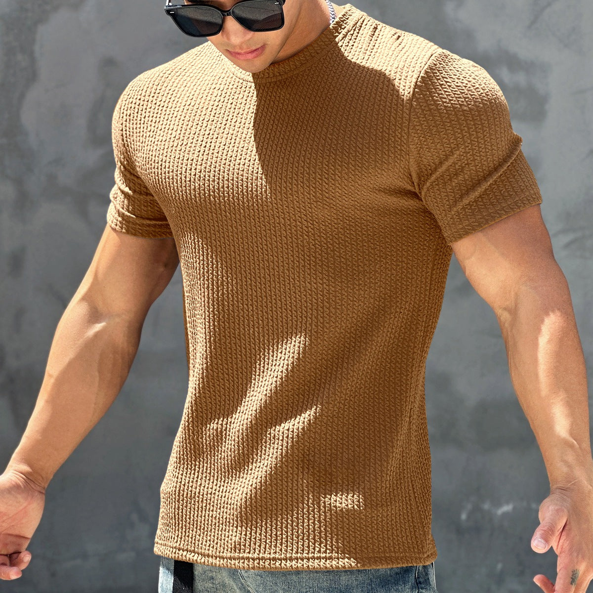 Short Sleeved Men's Textured Quick Drying T-shirt