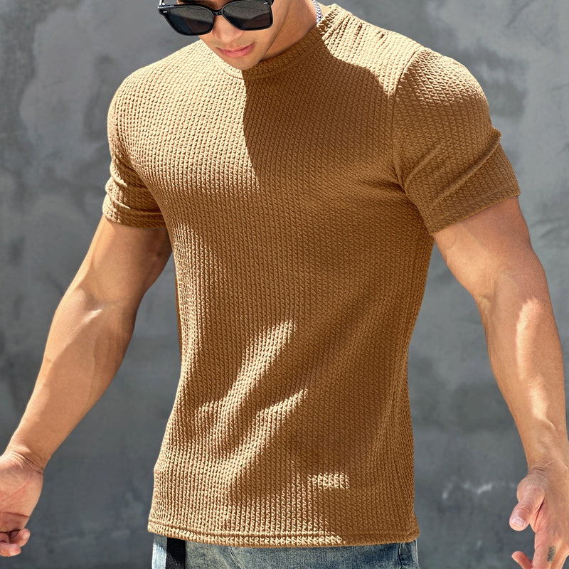 Camiseta de manga corta texturizada de secado rápido para hombre