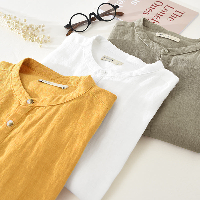 Summer Half Sleeves Cotton Linen Shirt