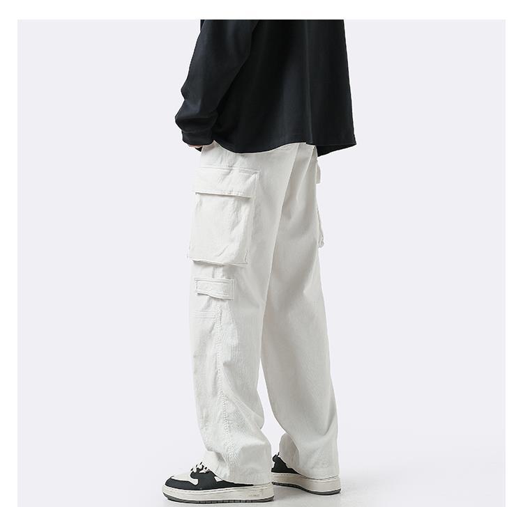Men's Straight Loose Retro Multi-pocket Casual Trousers