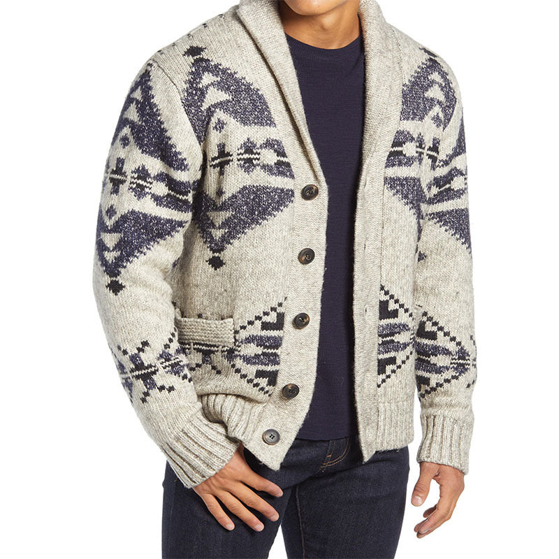 Plus Size Men's Knitted Sweater Winter Warm Coat