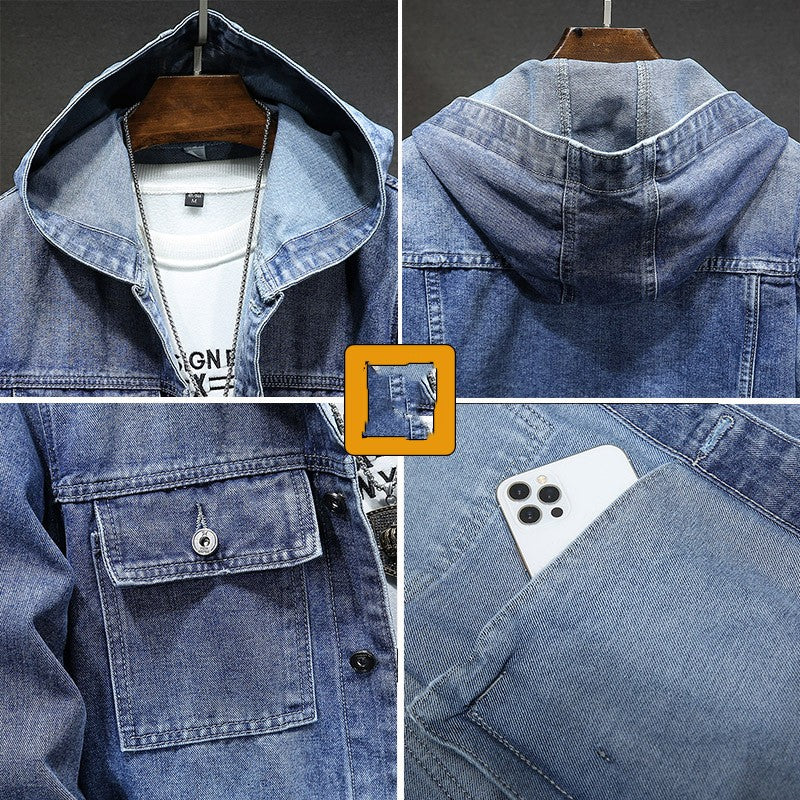 Hooded Denim Jacket Men