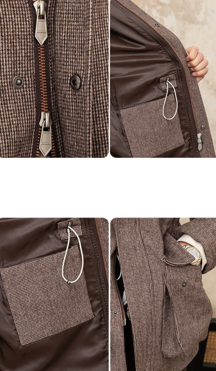 Enzo Wool Blend Houndstooth Car Coat