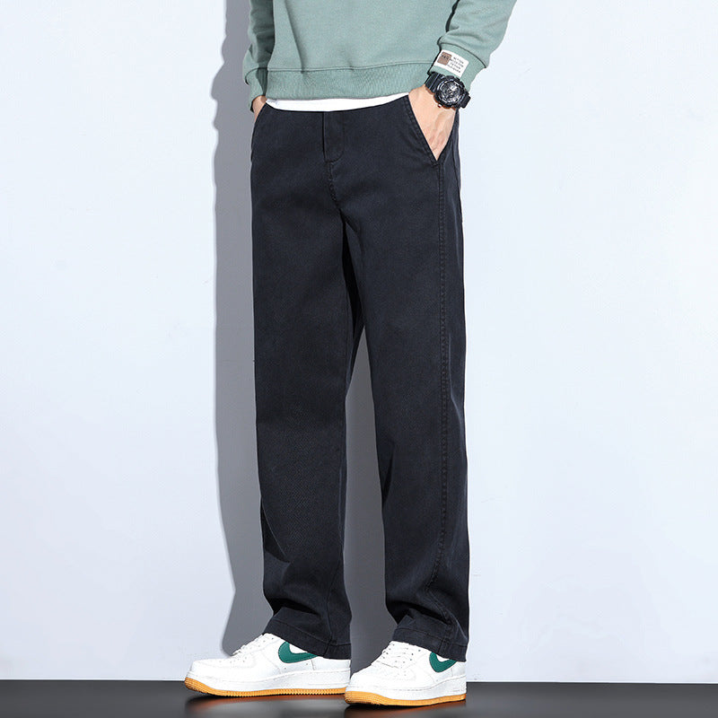 Men's Elastic Waist Solid Color Loose Drooping Casual Pants