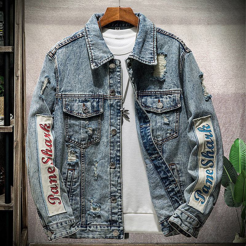 Retro Denim Men's Print Tide Brand Nostalgic Jacket