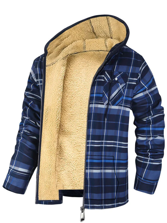 Thickened Cotton-padded Plaid Long Sleeve Loose jacket