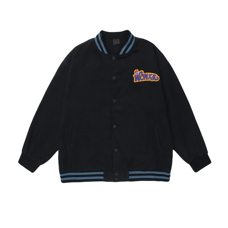 Retro Street Letter Flocking Embroidery Jacket men