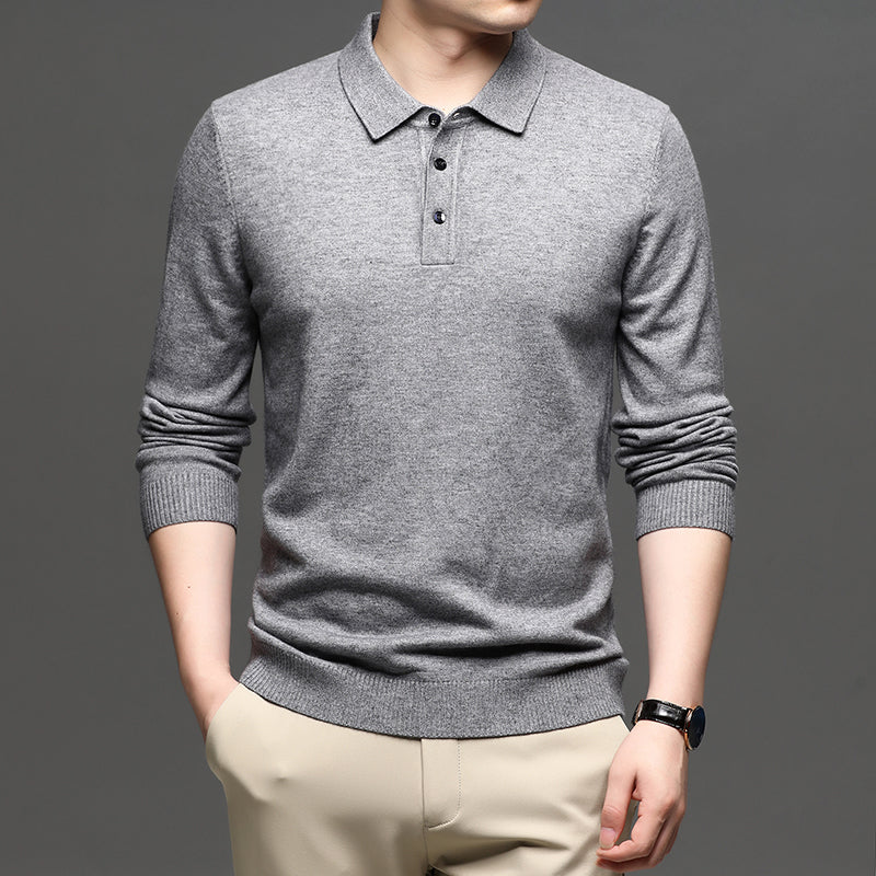 Men's Casual Business Lapel Wool T-shirt