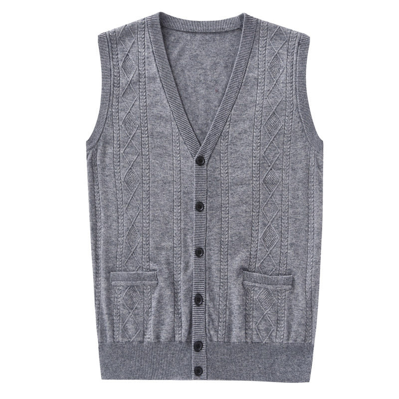 Men's Wool Knitted Middle-aged Vest