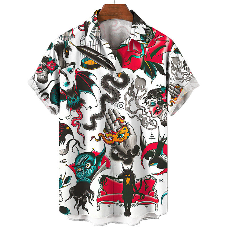 Men's Printing Hawaii Short Sleeve Polo Collar shirt