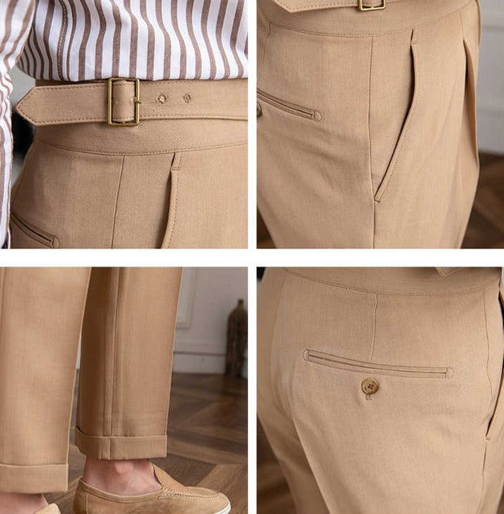 Monza Gurkha Straight Leg Pleated Trousers