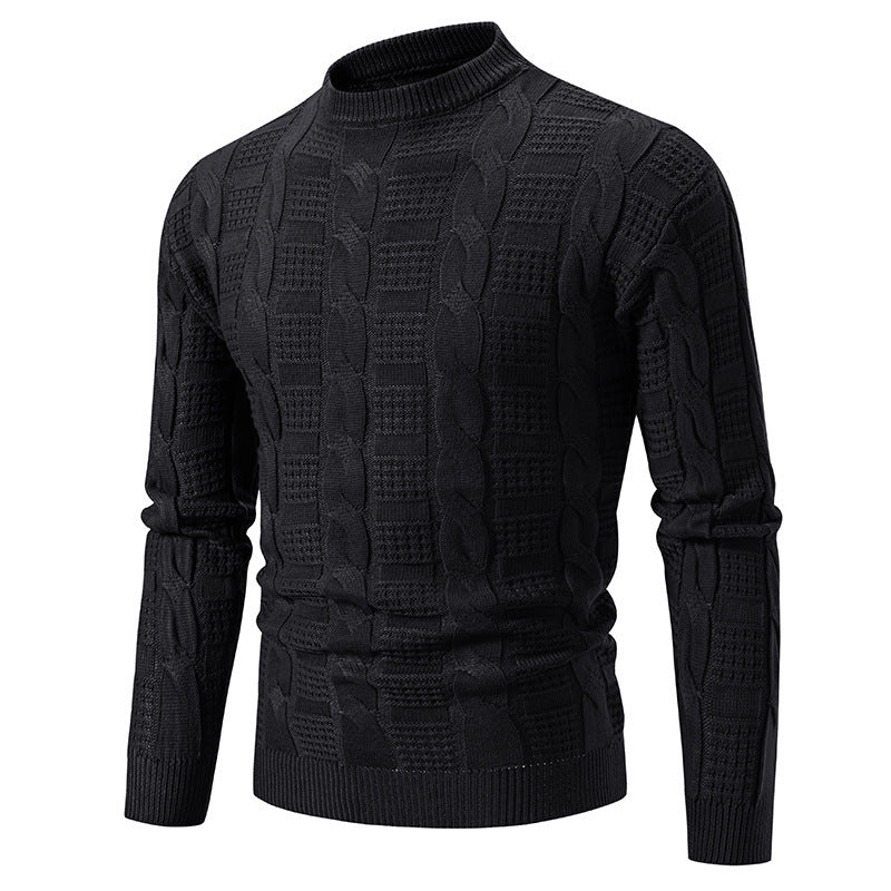 Pull en maille torsadée à col rond pour homme