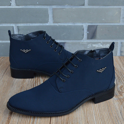 Fashion Business Casual Leather Shoes Men's Pointed Toe Short Boots