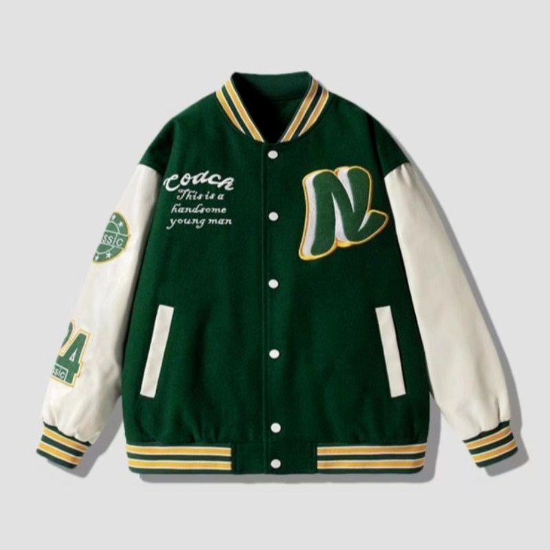 Street Letter Embroidered Baseball Jacket Men