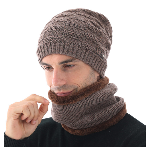Wool Knitted Hat And Scarf Suit Men