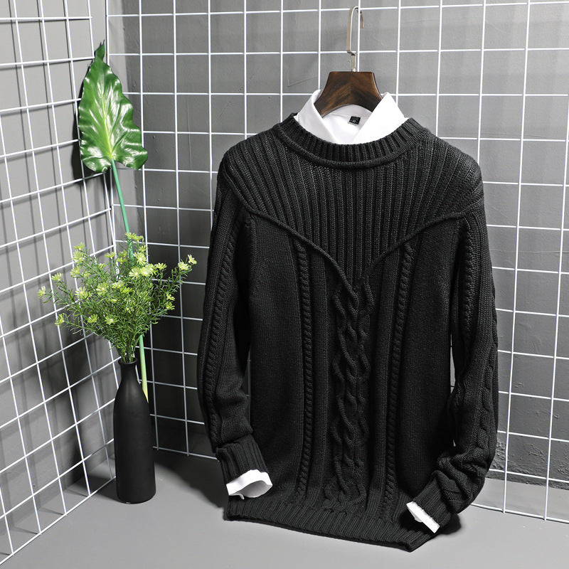 Men's  Round Neck Jacquard Sweater