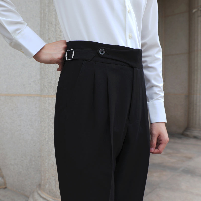 Double Pleated Curled Side Gentleman Neapolitan Non-iron Casual Pants