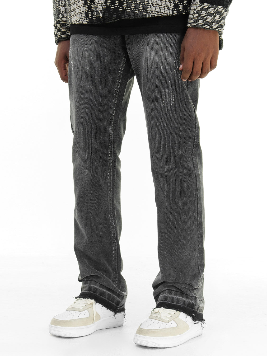 Casual Denim Mid Waist Elastic Trousers for men