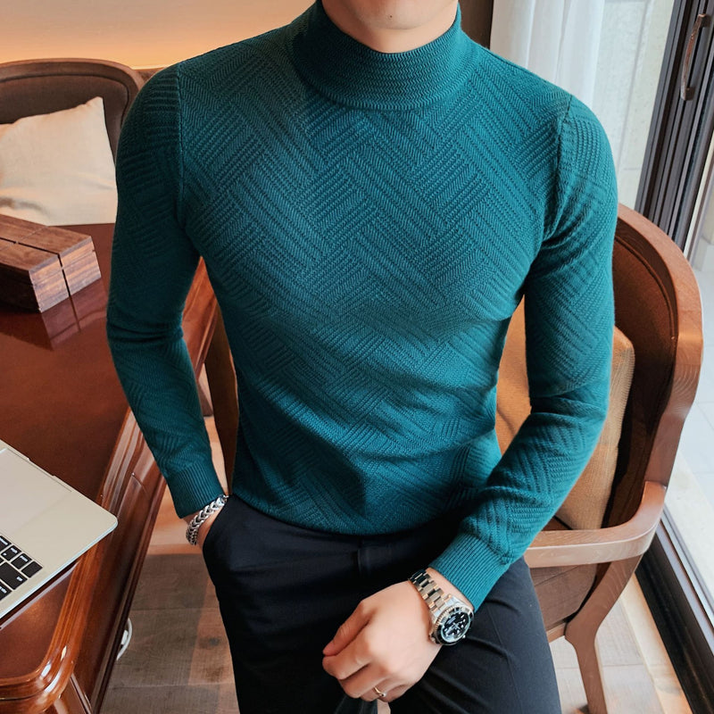 Men's Casual Slim-fit Half Turtleneck Sweater