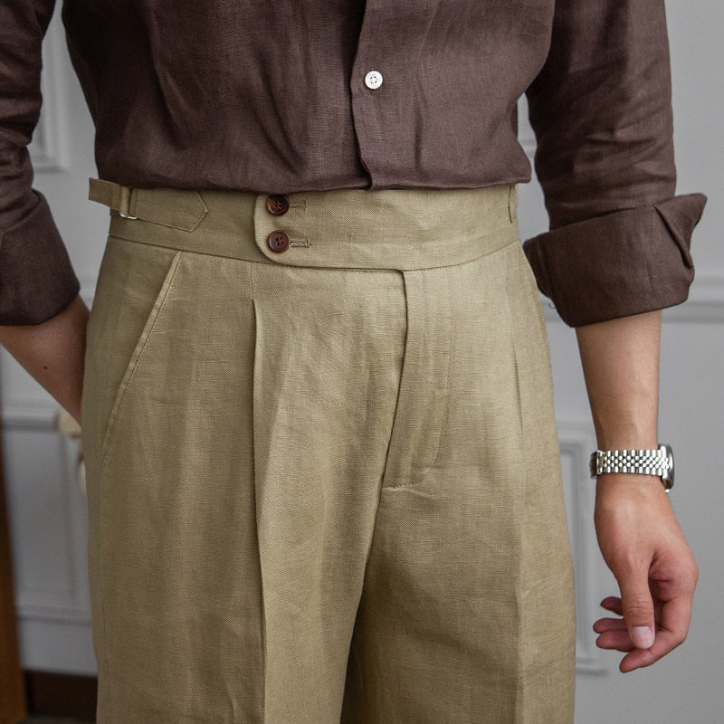 Porto Cervo Linen Pleated Trousers