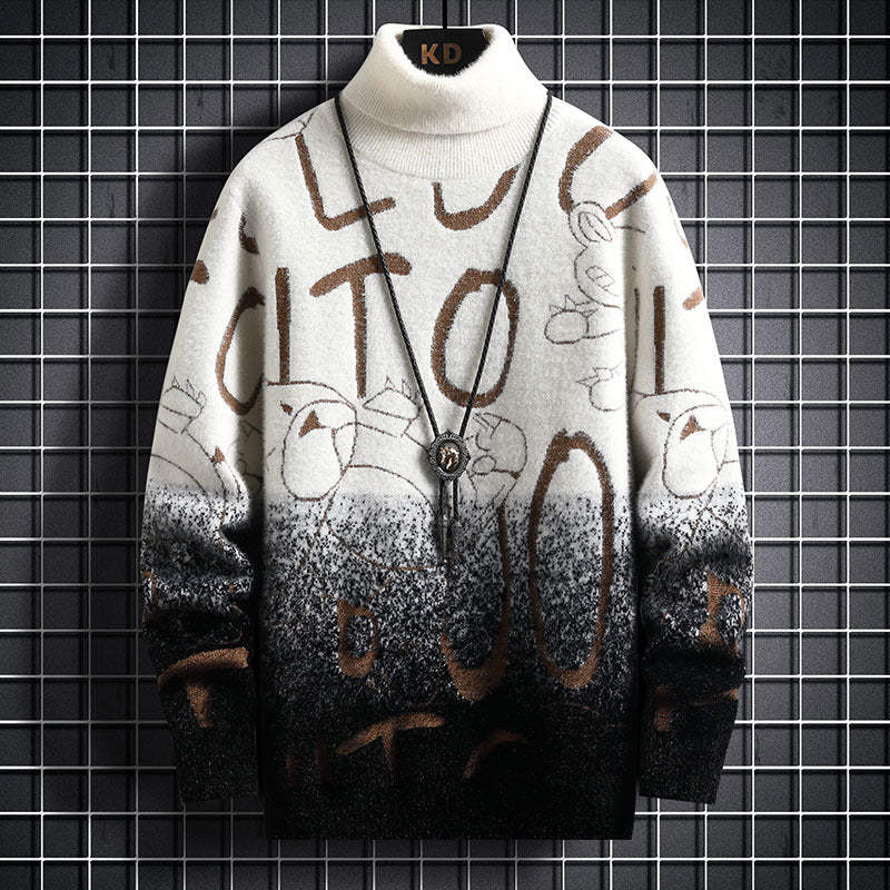 Suéter de cuello alto de polar de visón degradado para hombre