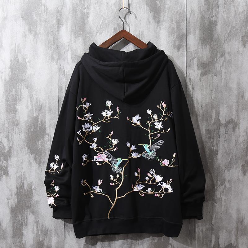 Embroidered Sweater couple's Hooded Plus Velvet