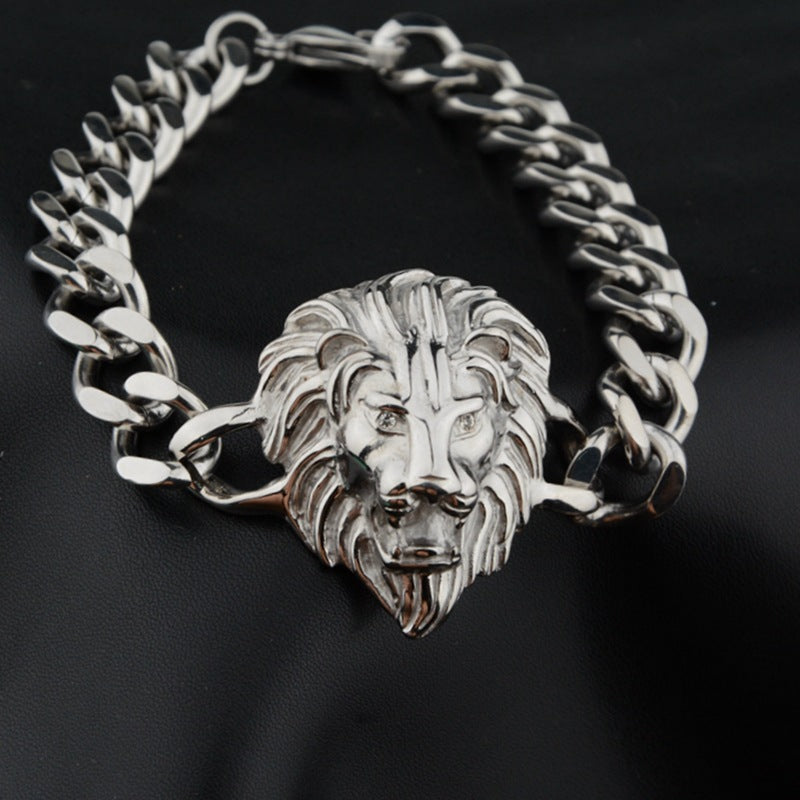 Hip-hop Personality lion head bracelet men