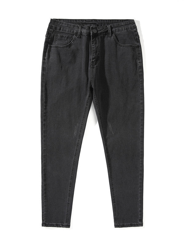 Men Skinny Feet Youth Mid-Rise Jeans