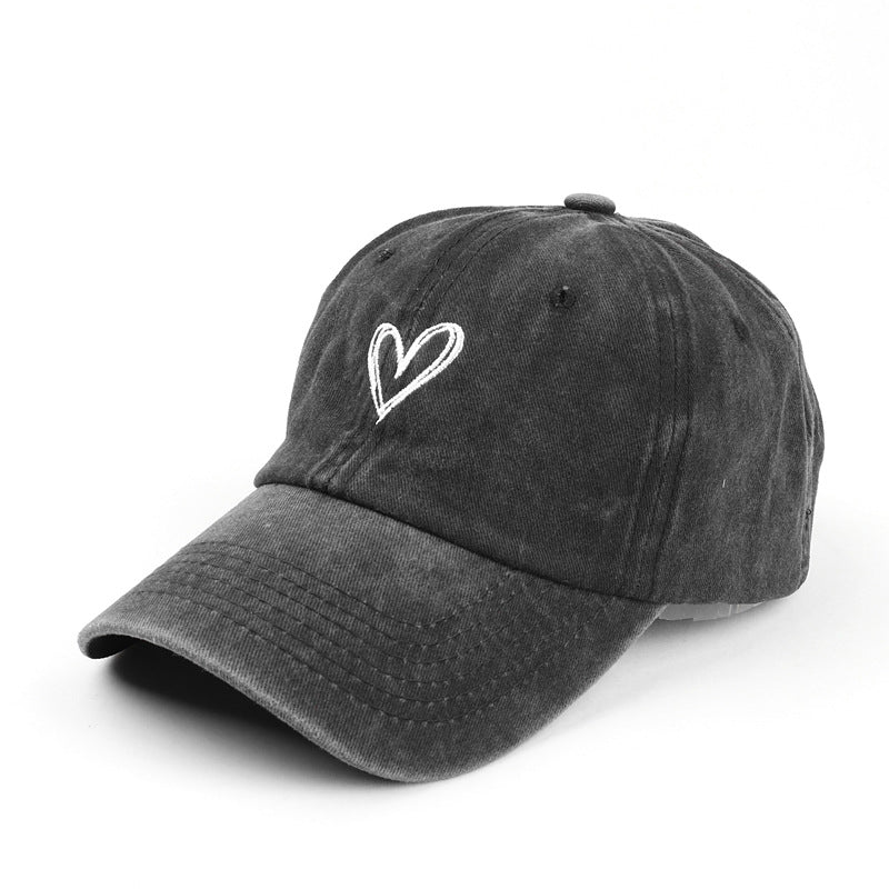Love Embroidered Couple Duck Tongue Hat