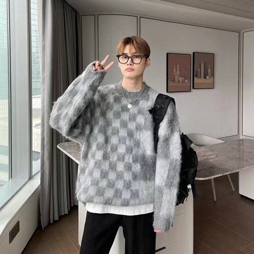 Men's Round Neck Pullover Loose Knit sweater