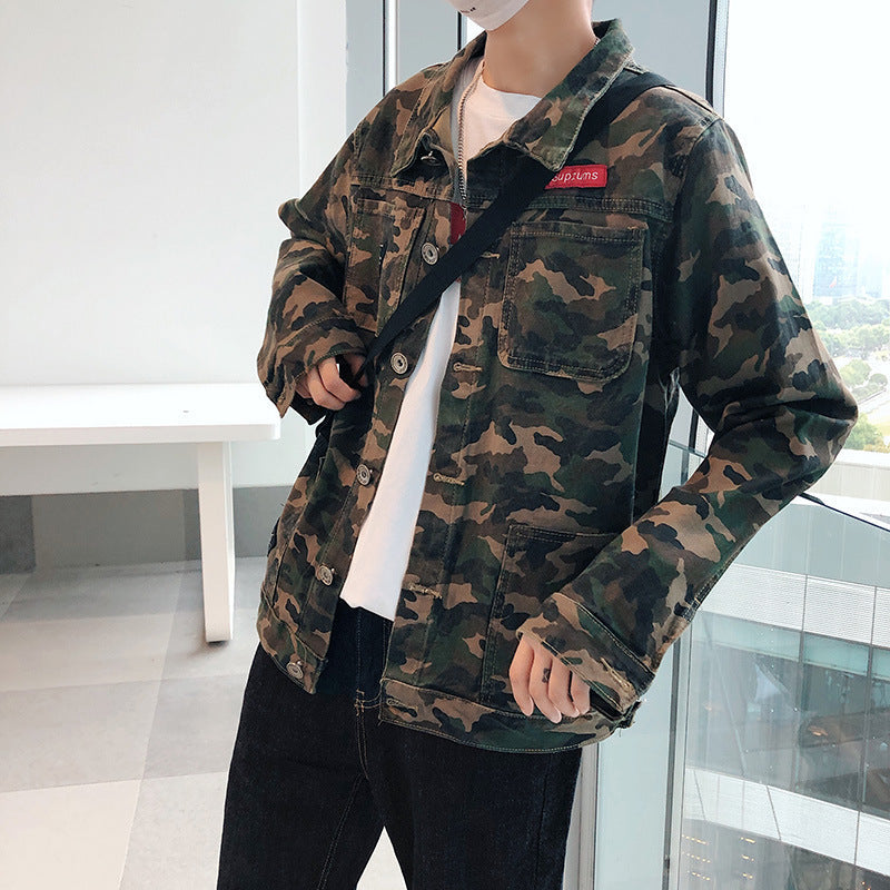 Mens Camouflage Denim Jacket Coat