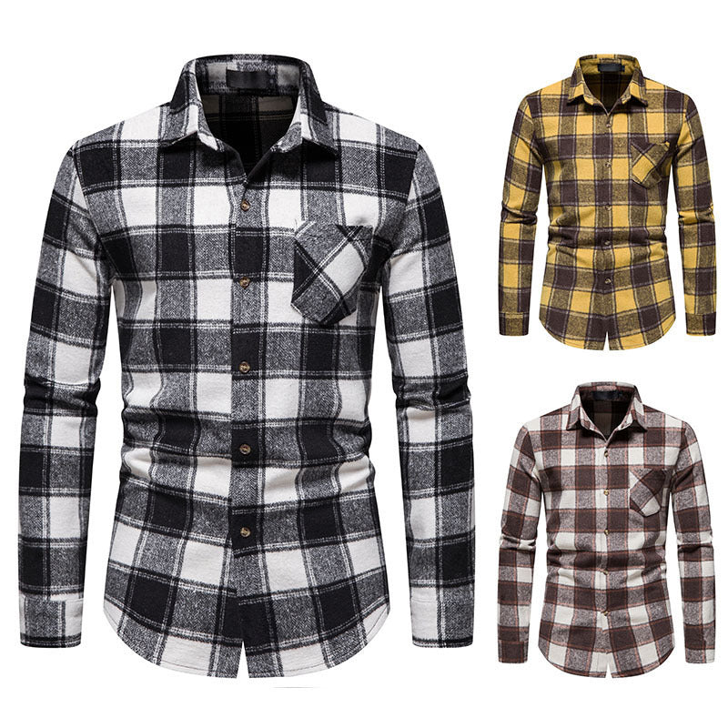 Thick Warm Woolen Flannel Casual Shirt men