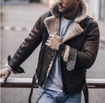 Chaqueta de cuero streetwear para hombre