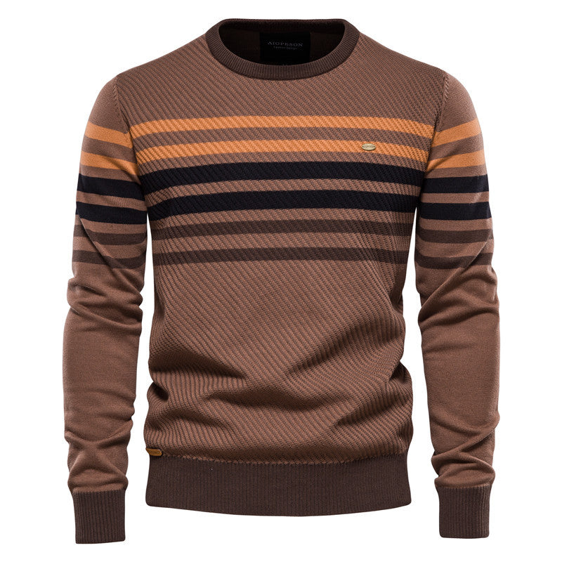 Maglione casual da uomo a righe con colori a contrasto