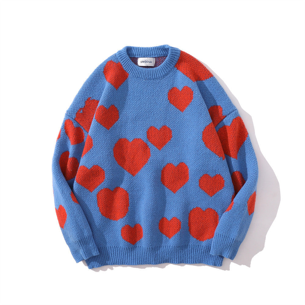 Maglione uomo Jacquard pieno di cuore