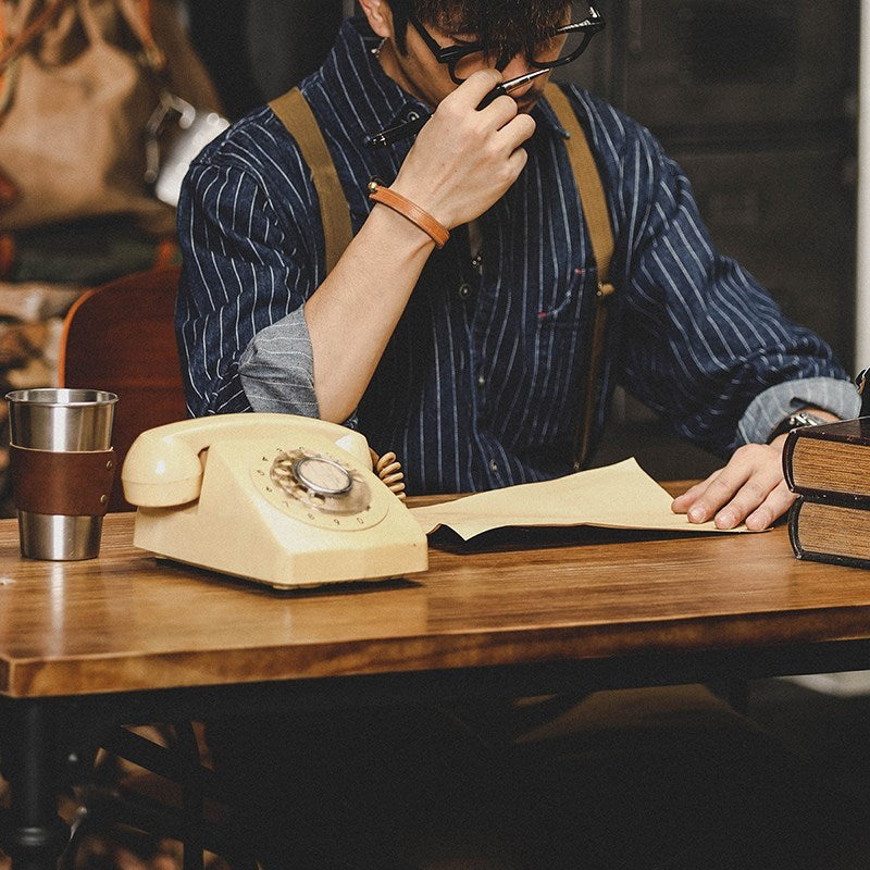 American-style Heavy Striped Denim Shirt