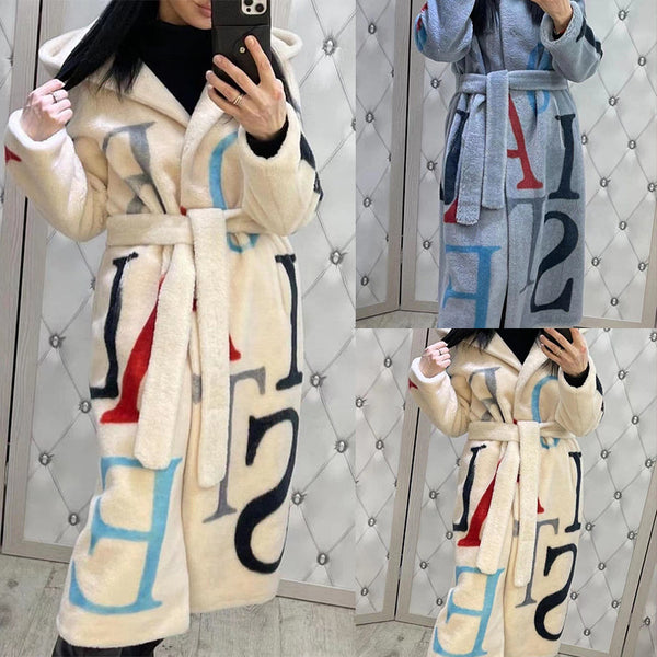 Women's Plus Size Printed Long Coat