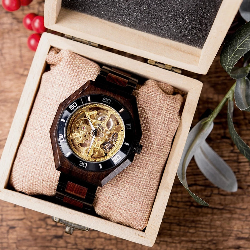 Automatic Wood Mechanical Watch for men