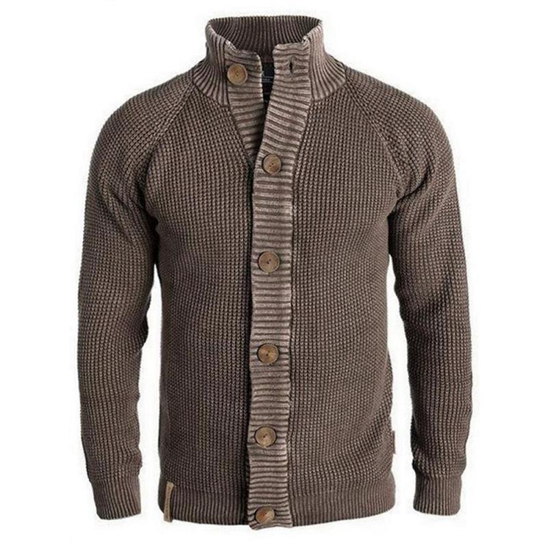 Men's Solid Color Long-sleeved Single-breasted sweater