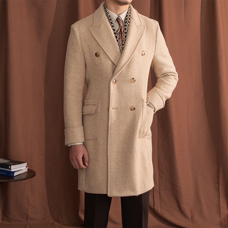 Palazzo Vintage Wool Blend Herringbone Polo Coat