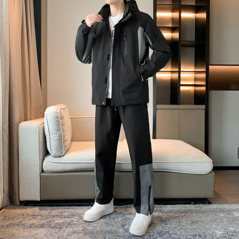 Men's Spring And Autumn Hooded Suit With Casual Sports Suit Jacket