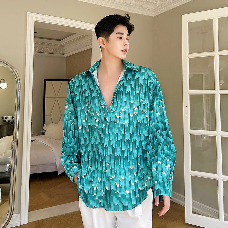 Men's Lapel Floral Loose Slouchy Shirt